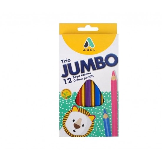 Creioane colorate jumbo 12 culori, ADEL