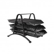 Set 3 tavite plastic, culisante, negru, suport metalic, ARK-1800