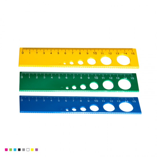 Rigla 15 cm cu Cercuri, Trasarea Cercurilor, Diferite Dimensiuni, Plastic, ARK
