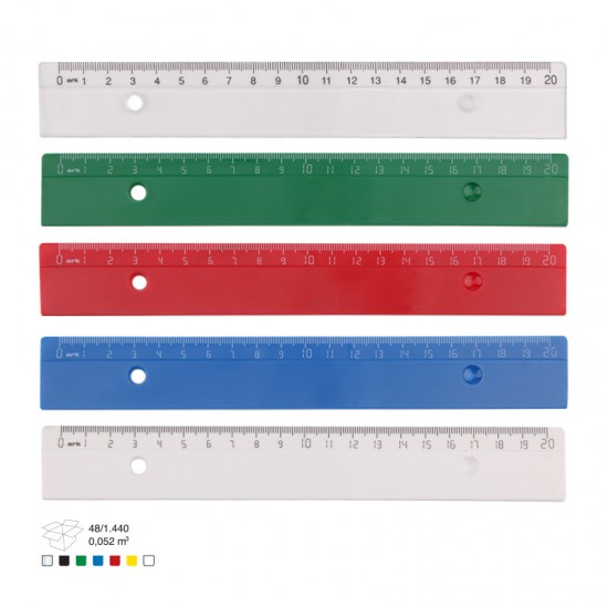 Rigla 20cm plastic diverse culori, ARK