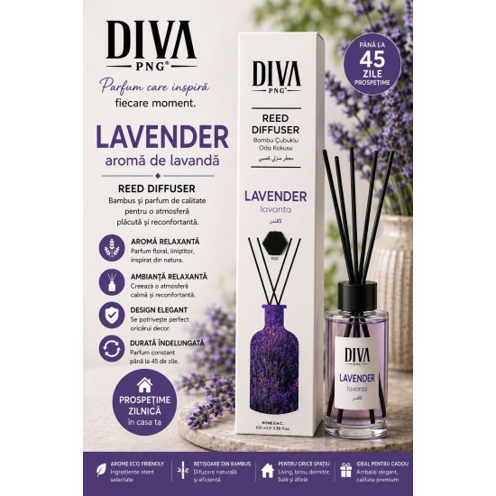 Odorizant de camera cu bețisoare PREMIUM, 100ml, DIVA