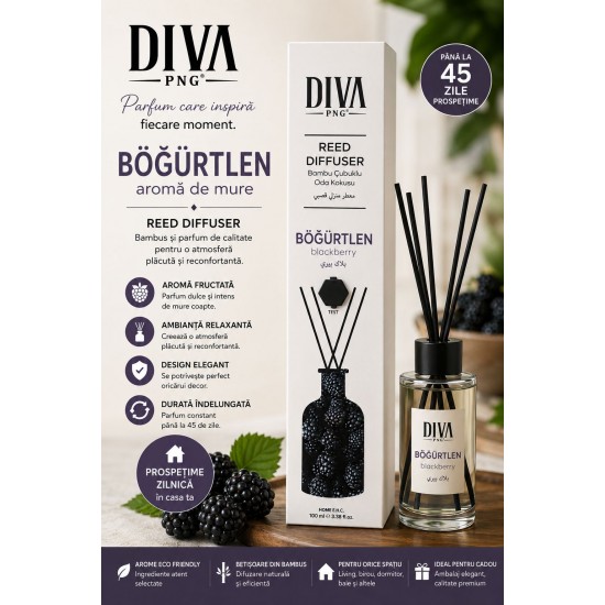 Odorizant de camera cu bețisoare PREMIUM, 100ml, DIVA