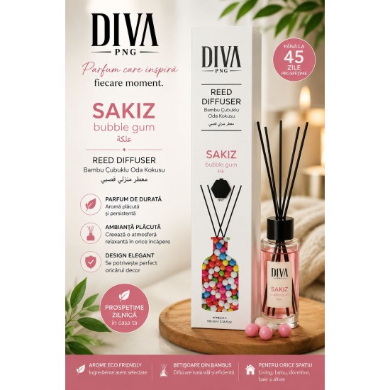 Odorizant de camera cu bețisoare PREMIUM, 100ml, DIVA