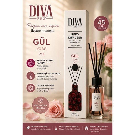 Odorizant de camera cu bețisoare PREMIUM, 100ml, DIVA