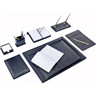 Set de birou piele ecologica 9 piese negru, BRONS BR-0900