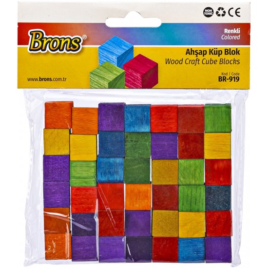 Cuburi lemn colorat 15 x 15 mm, 42/set, BRONS  