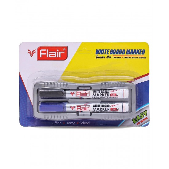 Burete magnetic whiteboard +2 markere negru si albastru, DUSTER 