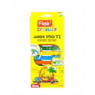 Culori cerate jumbo erasable 12 culori cu radiera, FLAIR  FA8032