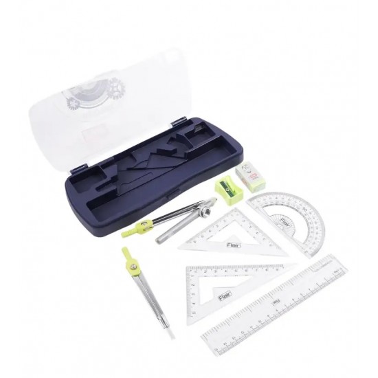 Trusa geometrie plastic, 9 piese, GEO MATRIX 