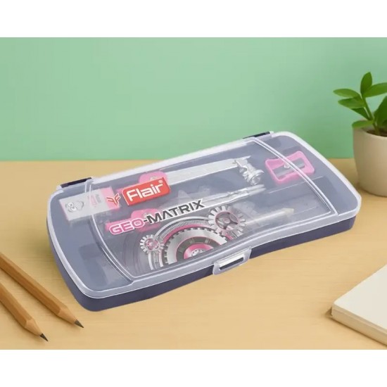 Trusa geometrie plastic, 9 piese, GEO MATRIX 