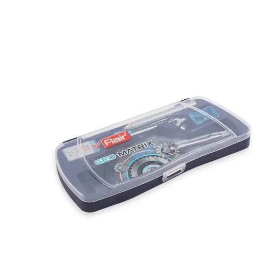 Trusa geometrie plastic, 9 piese, GEO MATRIX 