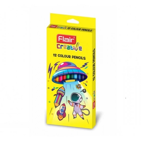 Creioane colorate 12 culori, tringhiular, FLAIR