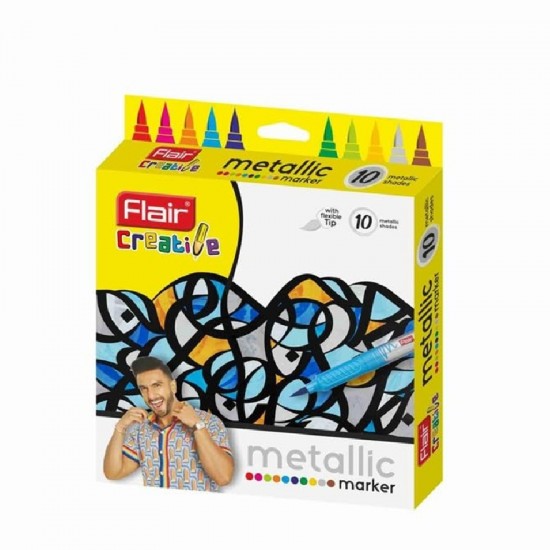 Set 10 markere culori metalizate, Flair