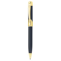 Pix metalic cu mecanism  rotativ, mina tip cros, scriere albastra, accesorii aurii, negru, VIOLIN FLAIR 