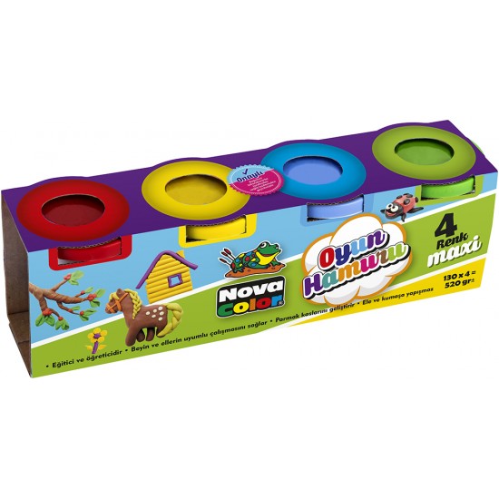 Plastelina 4 culori 4X130g, NOVA COLOR NC-4105