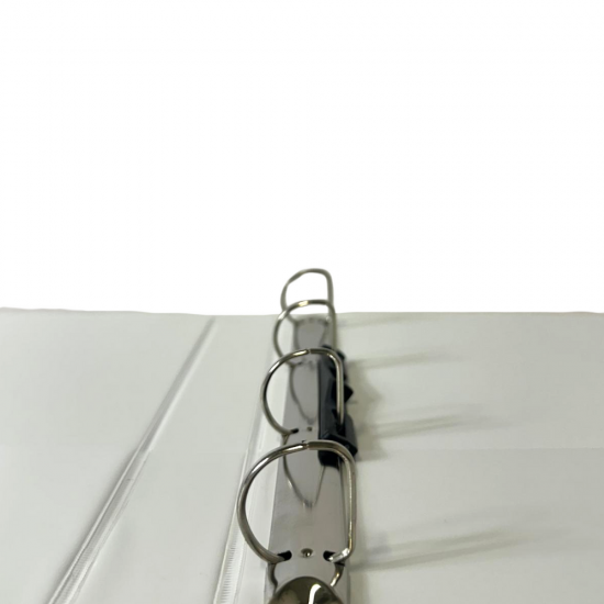 Caiet mecanic cu buzunar, plastifiat PP, 4 inele in "D", 25 mm, cotor 40mm, Optima - alb