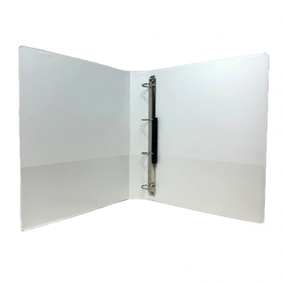 Caiet mecanic cu buzunar, plastifiat PP, 4 inele in "D", 25 mm, cotor 40mm, Optima - alb