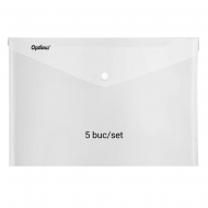 Mapa plic cu capse , A3 landscape PP, 5/set, Optima - transparent