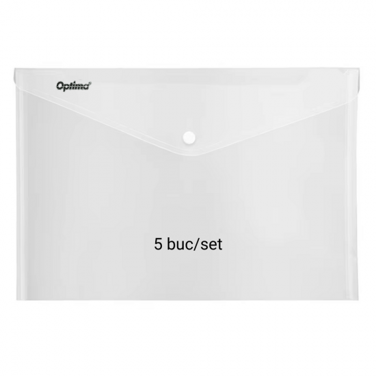 Mapa plic cu capse , A3 landscape PP, 5/set, Optima - transparent