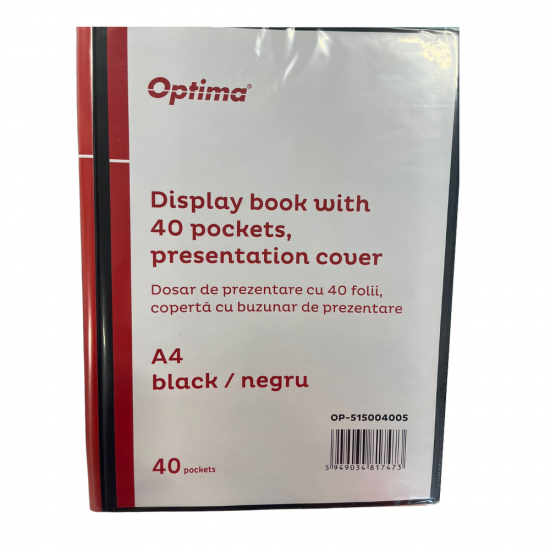 Dosar de prezentare personalizabil, A4, cu 40 folii, coperta rigida, Optima