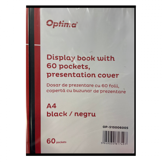 Dosar de prezentare personalizabil, A4, cu 60 folii, coperta rigida, Optima