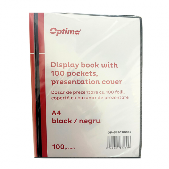 Dosar de prezentare personalizabil, A4, cu 100 folii, coperta rigida, Optima