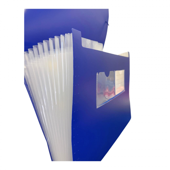 Mapa cu burduf A4, 13 compartimente, separatoare color, inchidere cu elastic, Optima