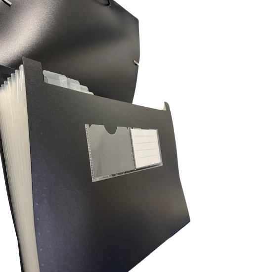 Mapa cu burduf A4, 13 compartimente, separatoare color, inchidere cu elastic, Optima