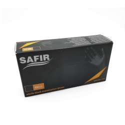 Mănuși de protecție negre, nitril, nepudrate, set 100 buc, SAFIR