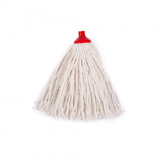 Mop bumbac 250 gr, cu fibre albe si montura din plastic, SAFIR
