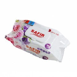 Servetele umede Safir cu capac 100 buc , din vascoza