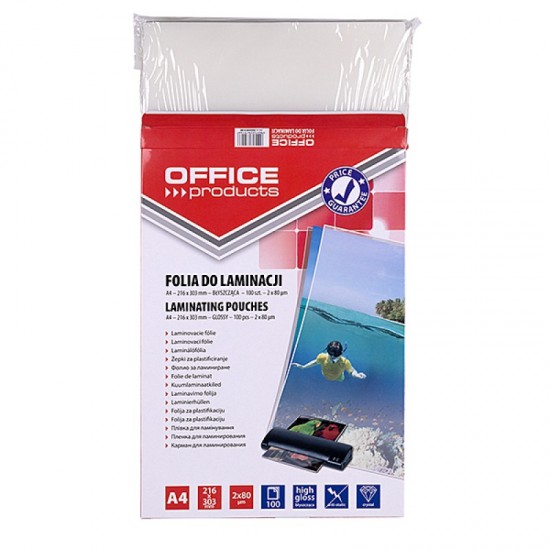 Folie Laminata A3, 80 microni, 100 File transparent, OFFICE PRODUCTS
