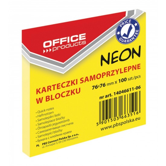 Notes adeziv 76x76mm neon, OFFICE- 14046611-06